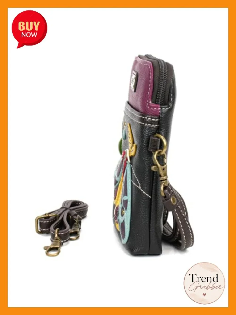 PU Leather Canvas Multicolor Crossbody Bag with Adjustable Strap